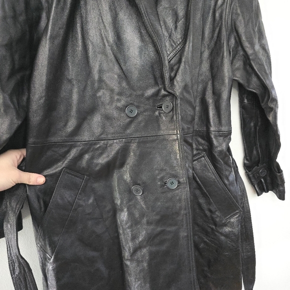 Vintage D.A.N.Y. Leather Jacket Black With Belt Size Large - Picture 3 of 16